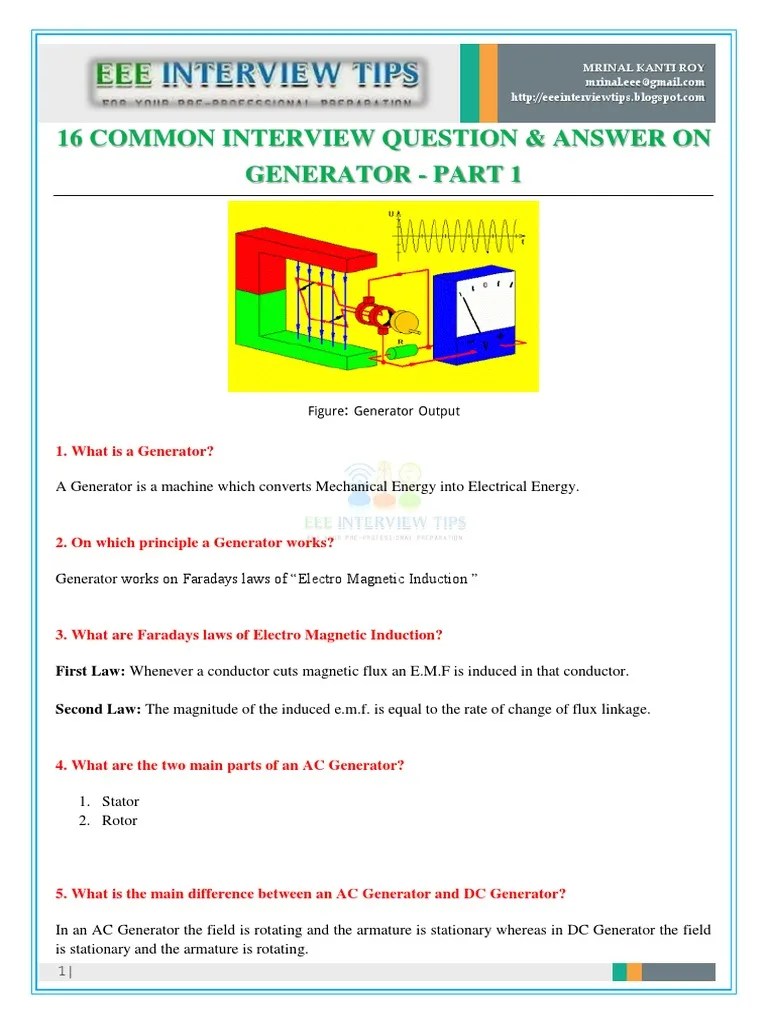 16 Common Interview Questions & Answers On Generator Part1