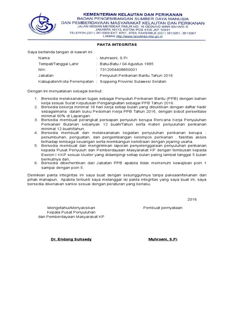 Pakta Integritas | PDF