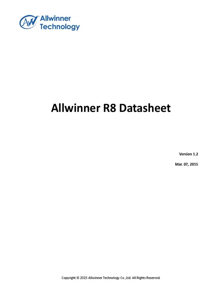 Allwinner R8 Datasheet V1.2 PDF Arm Architecture License
