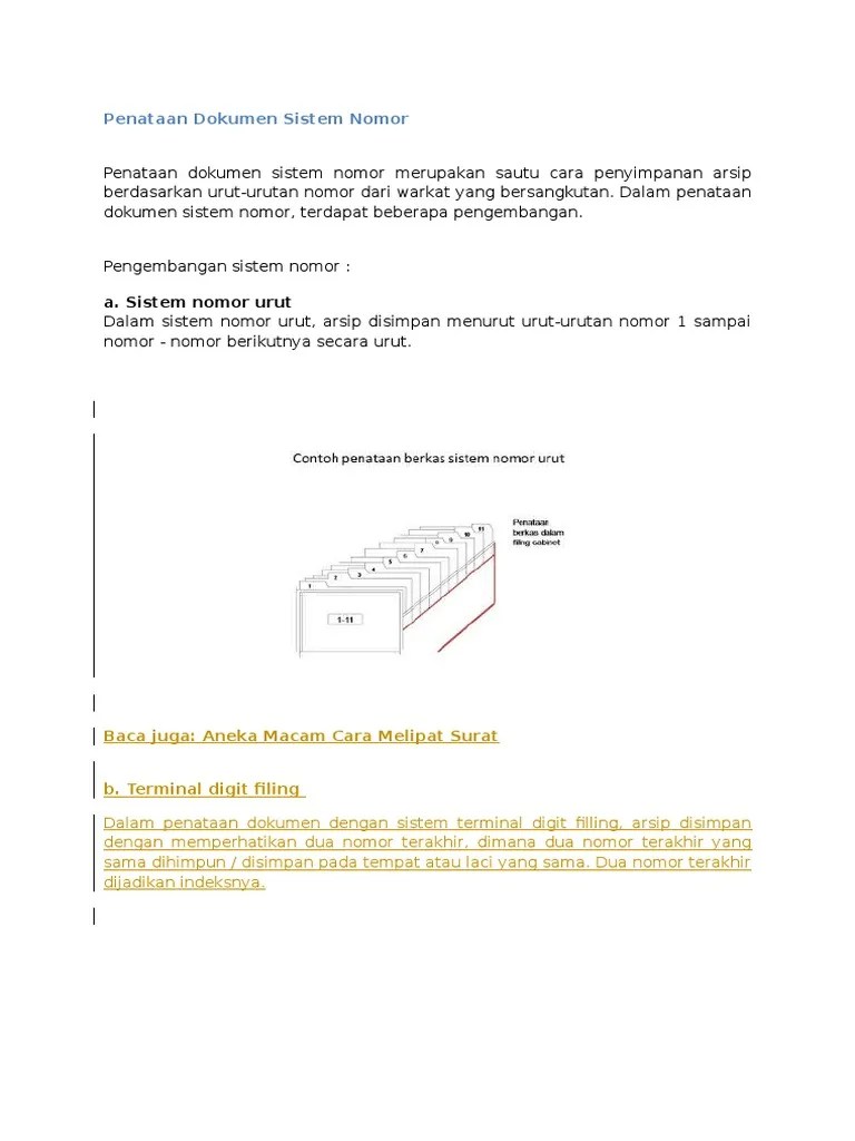 Pengertian Penyimpanan Arsip Sistem Nomor