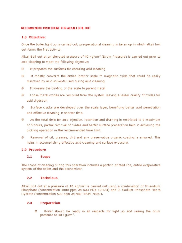 Procedure For Alkali Boil Out PDF Boiler Oxide