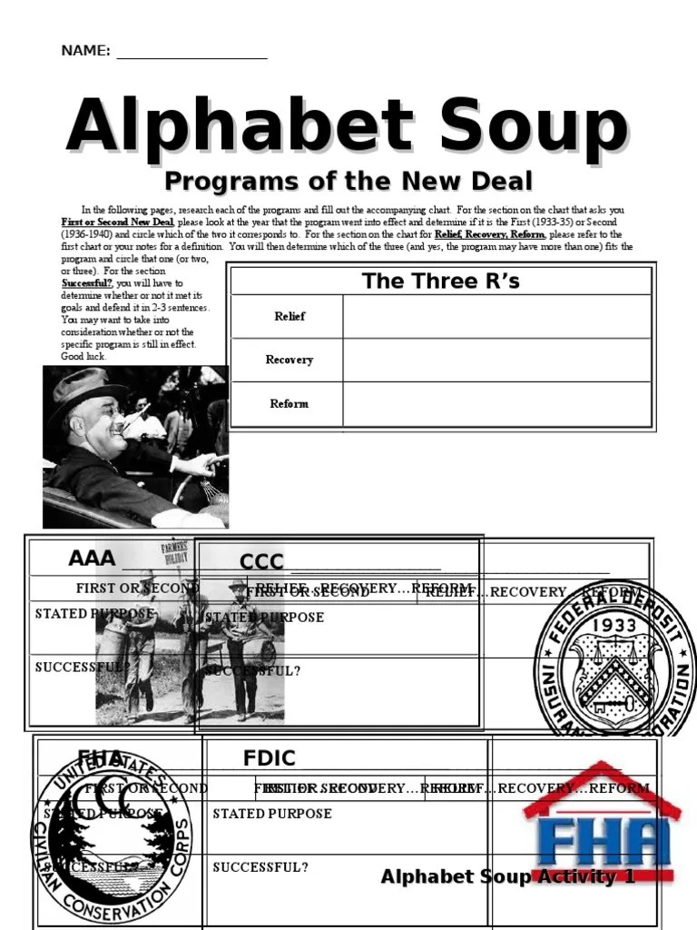 Printable New Deal Alphabet Soup Worksheets - Printable Alphabet Worksheets