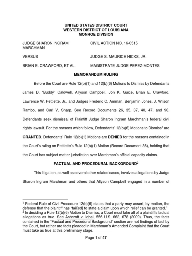 Memorandum Ruling PDF Federal Rules Of Civil Procedure Complaint