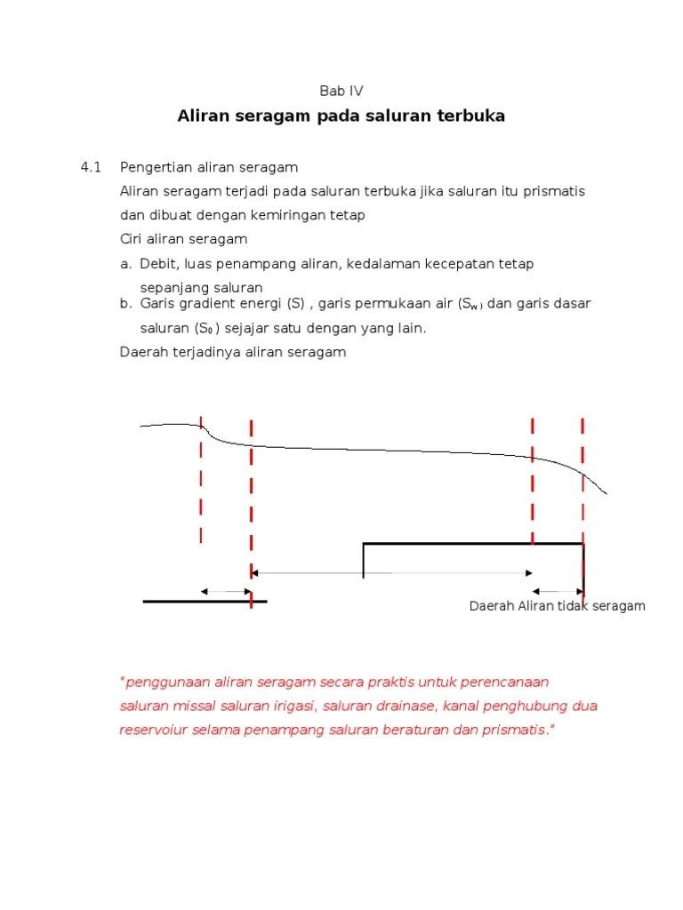 Bab IV Saluran Terbuka Aliran Seragam | PDF