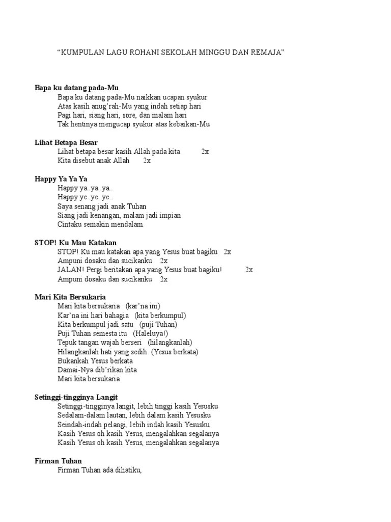 Lagu Pujian Sekolah Minggu | PDF