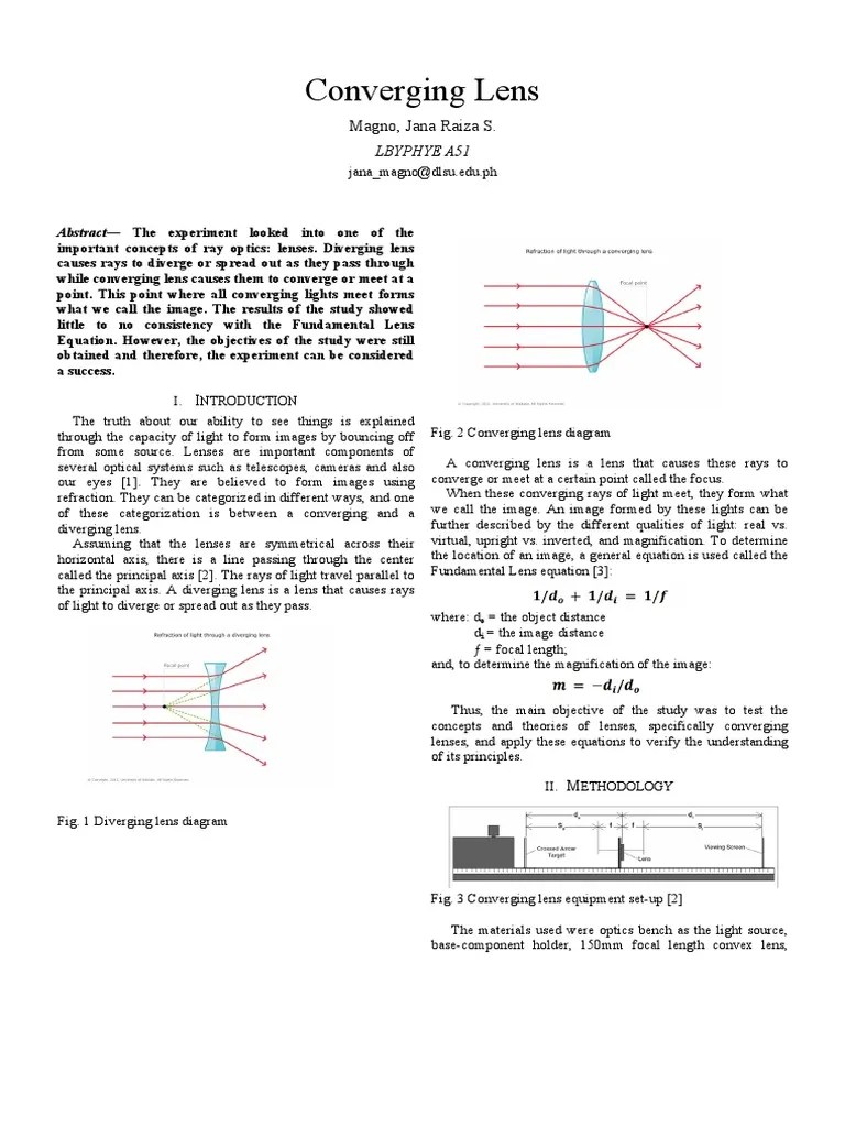 Lab Report 2 Lens (Optics) Optics