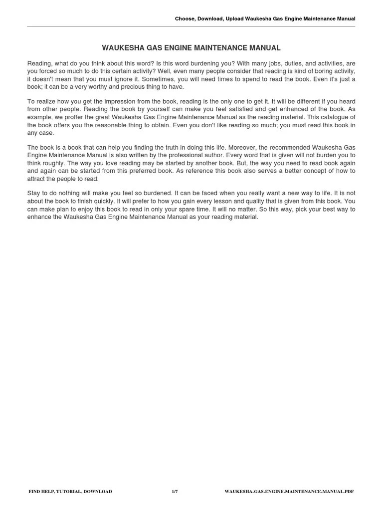 Waukesha Gas Engine Maintenance Manual PDF Ignition System E Books