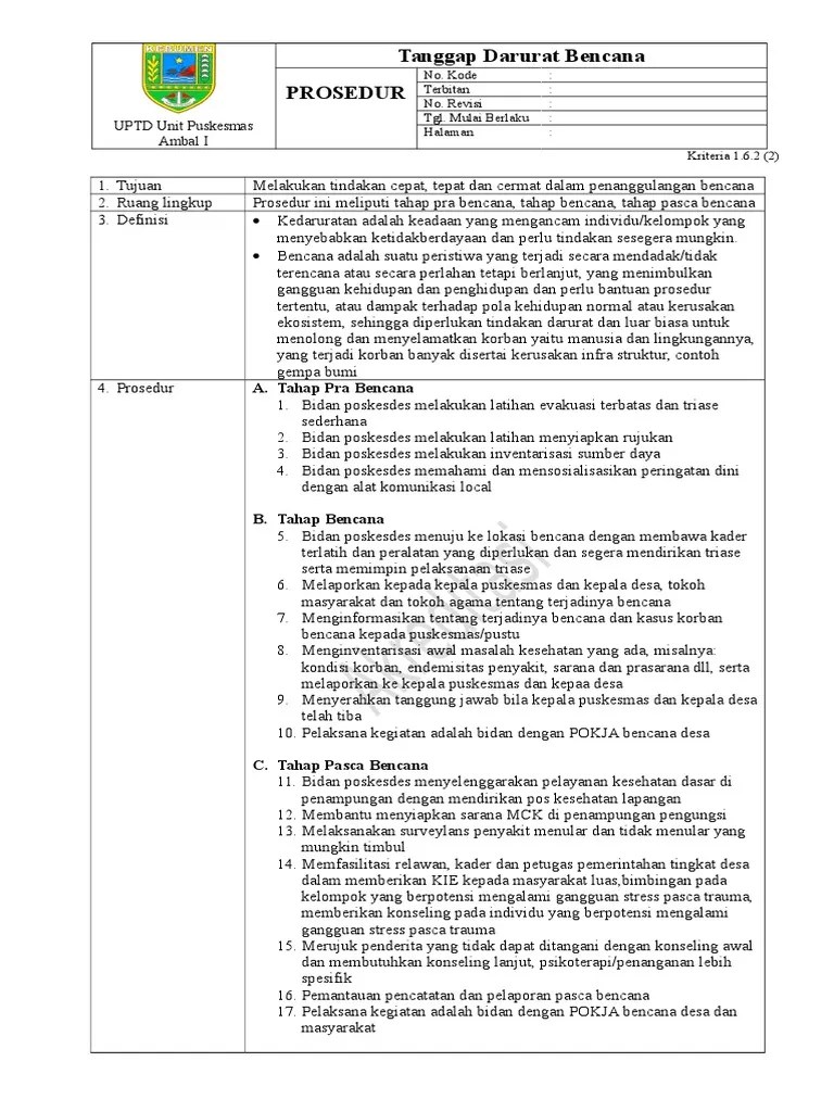 SOP Tanggap Darurat Bencana