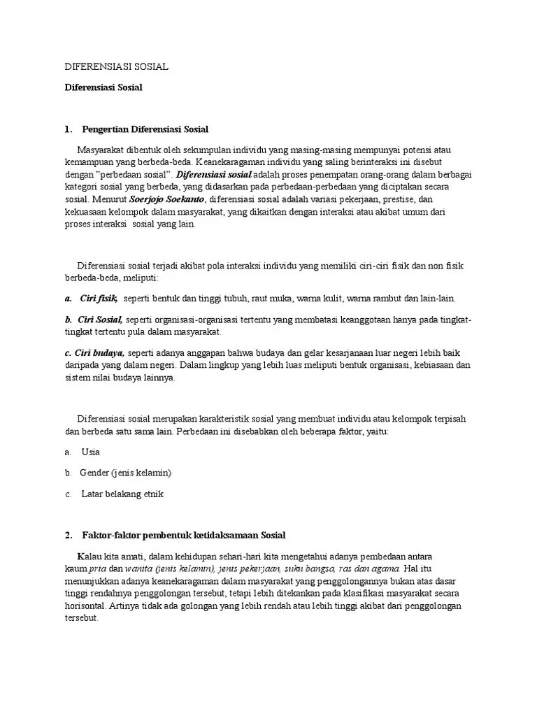Diferensiasi Sosial Ssi | PDF