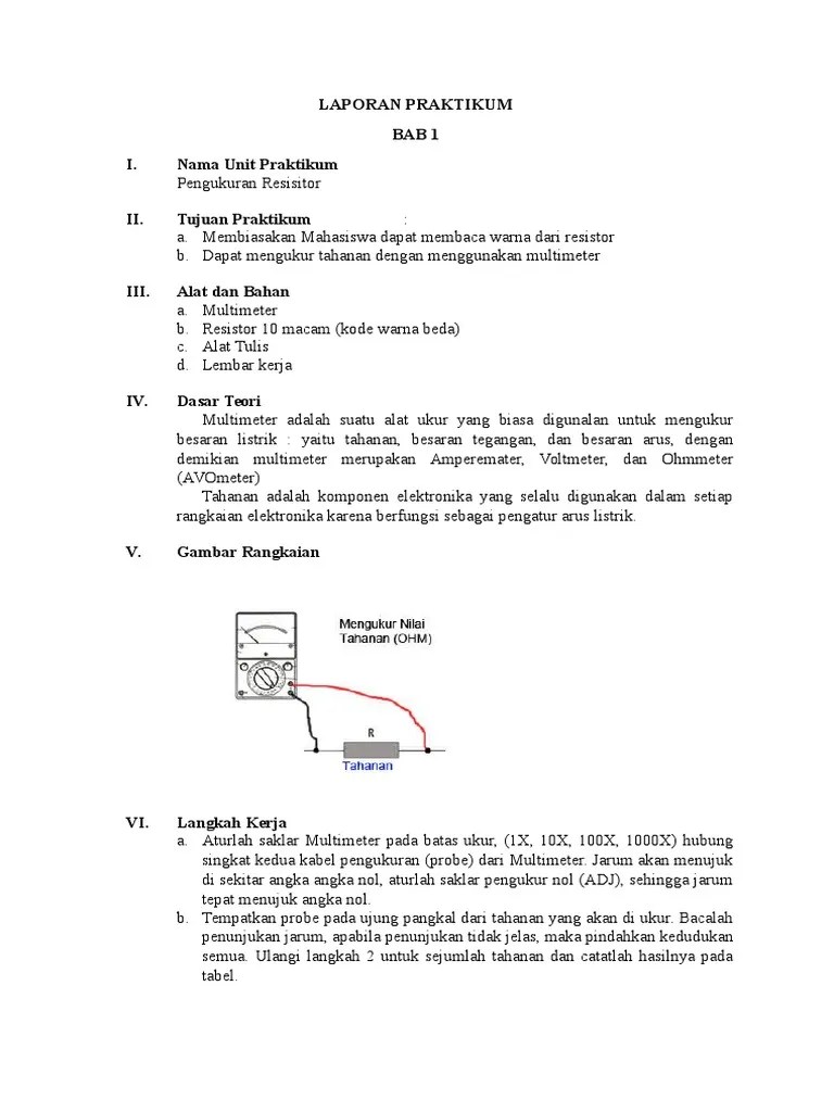 Alat Ukur Yang Digunakan Untuk Mengukur Tahanan Resistor Adalah