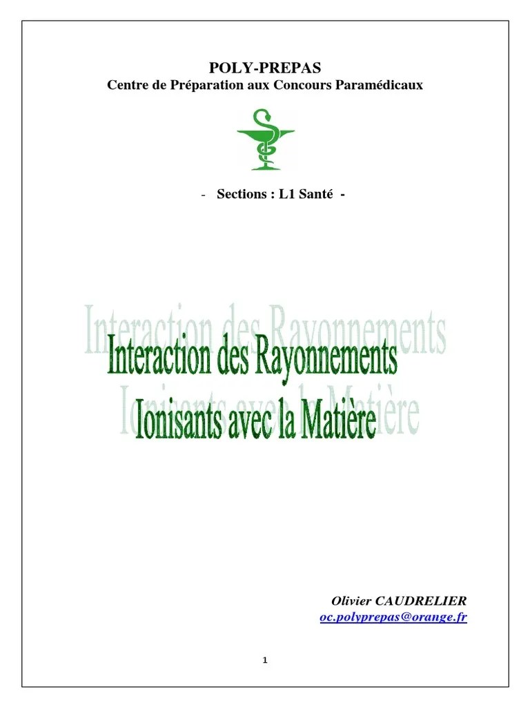 2010 Cours LS1 - Interactions Rayonnements Ionisants PDF | PDF | Neutron |  Noyau atomique