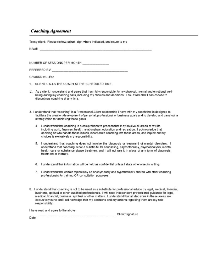 ICF Sample Coaching Agreement