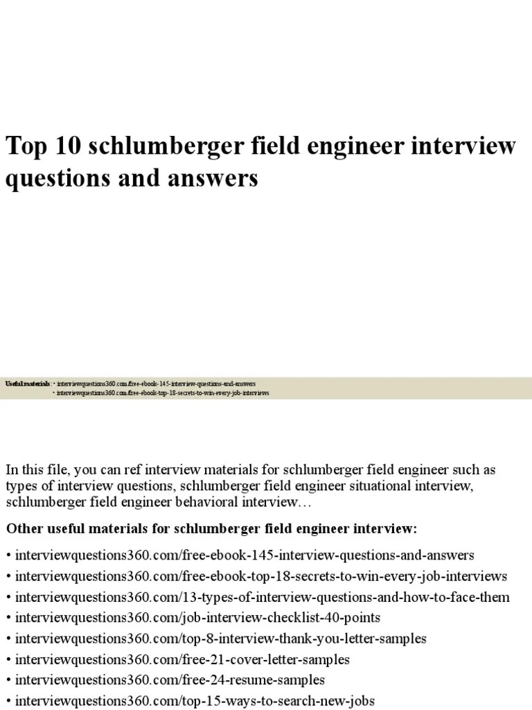 Top 10 Schlumberger Field Engineer Interview Questions and Answers