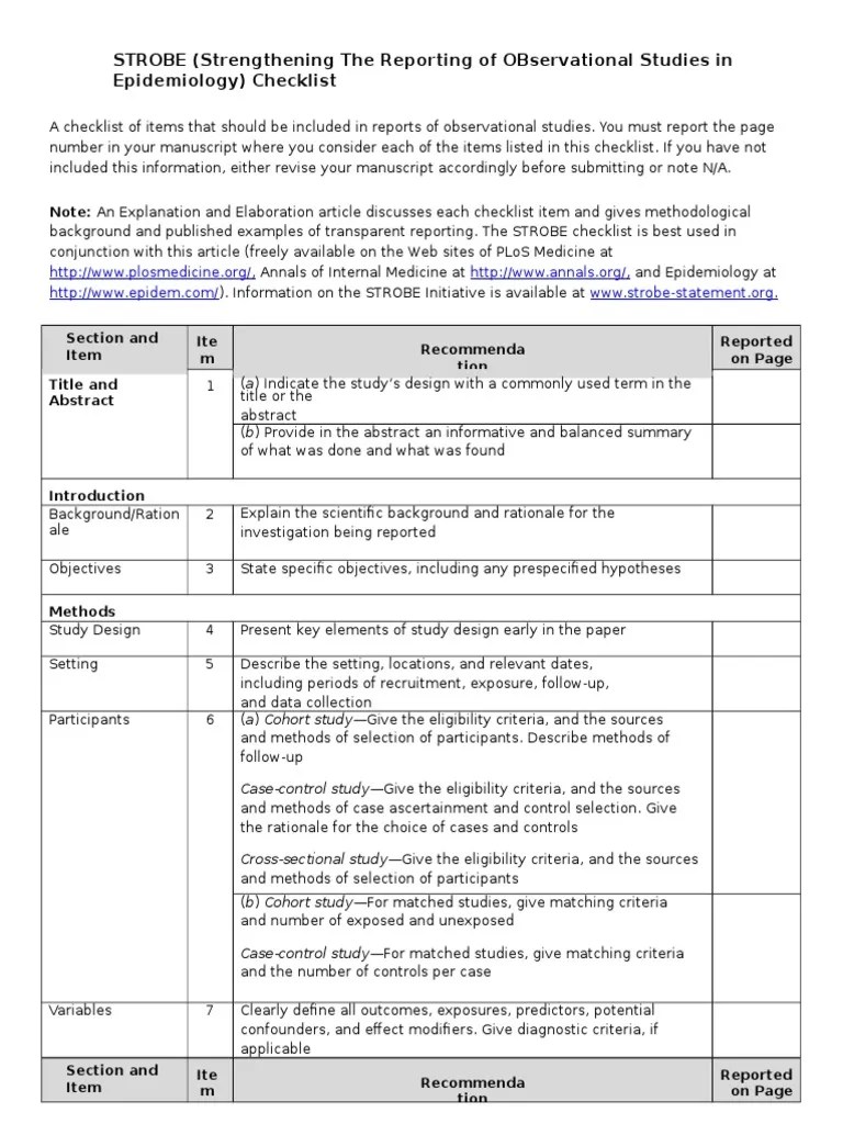 Issm Strobe Checklist Cohort Study Confounding