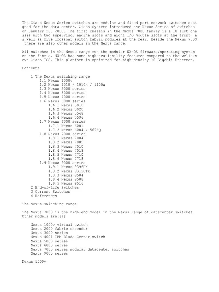 Cisco Nexus | PDF | Computer Network | Telecommunications Equipment
