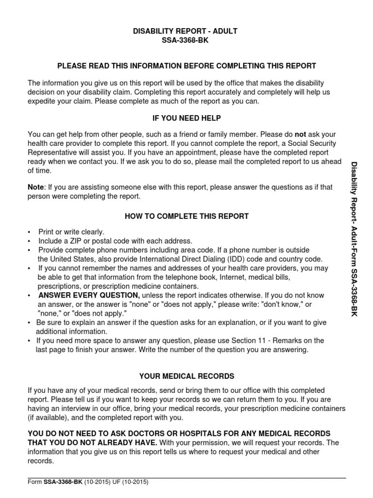 FORM SSA 3368 PDF
