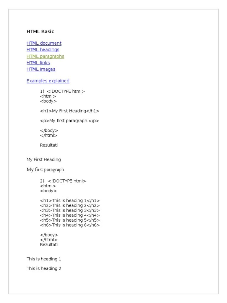 HTML Commands Html Element Html