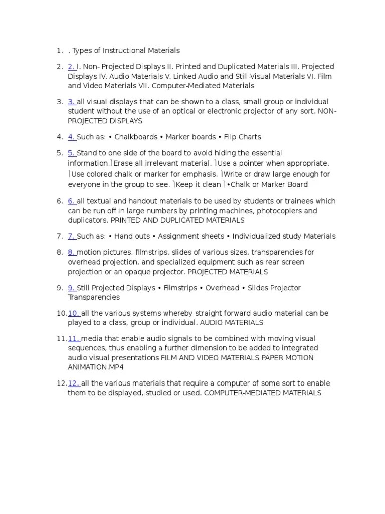 Types of Instructional Materials PDF