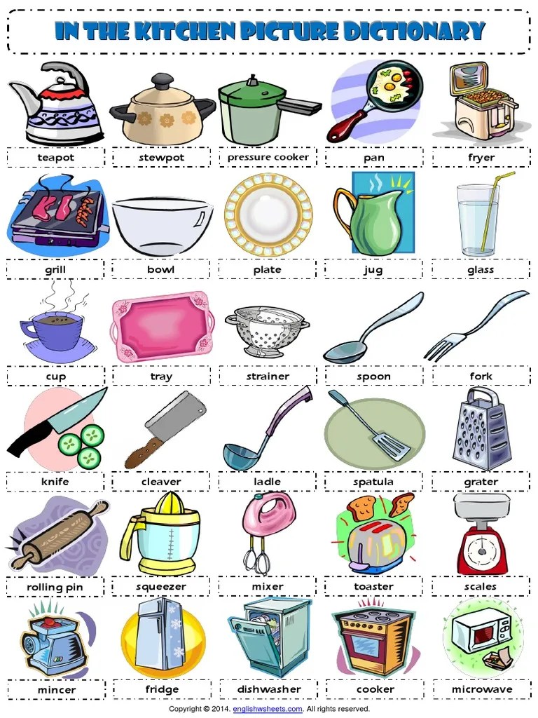 Kitchen Utensils Esl Picture Dictionary Worksheet (1)