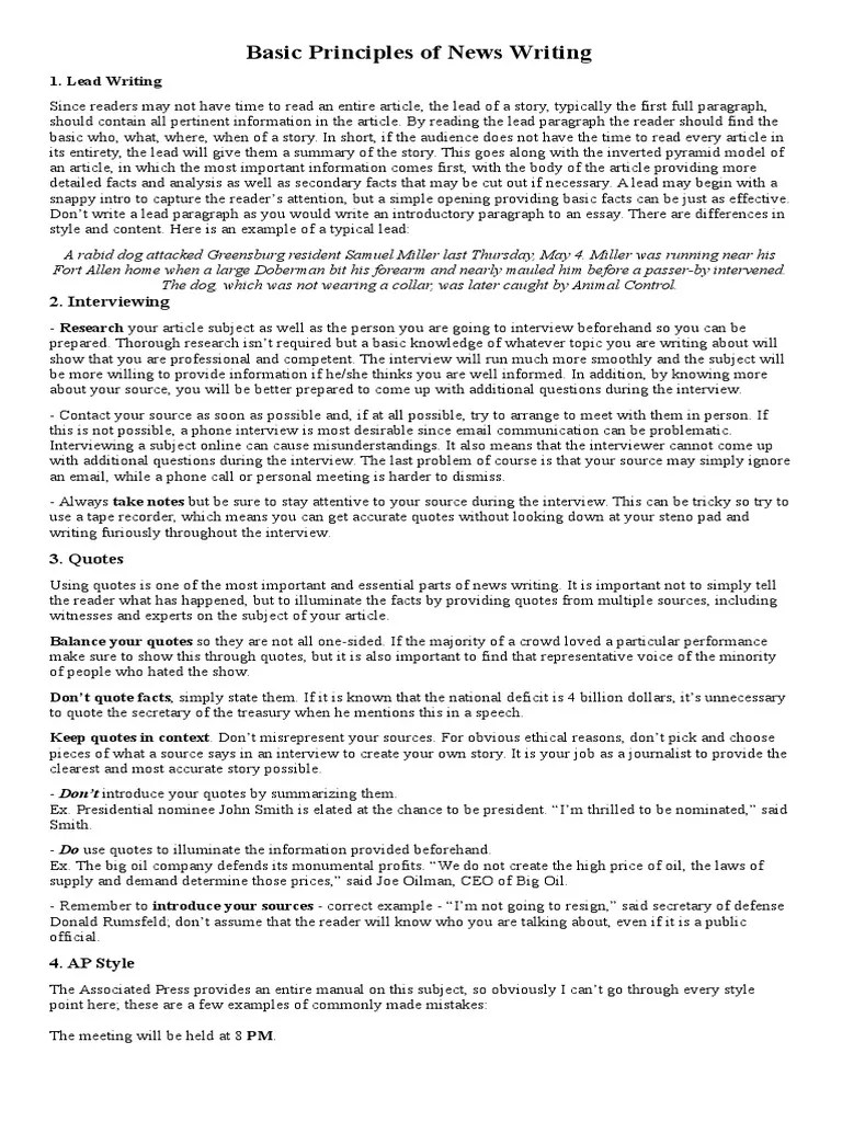 Basic Principles of News Writing Freedom Of Speech Rodrigo Duterte