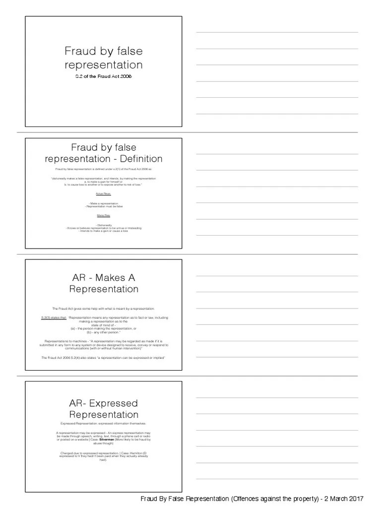 fraud by false representation offences against the property Fraud Mens Rea