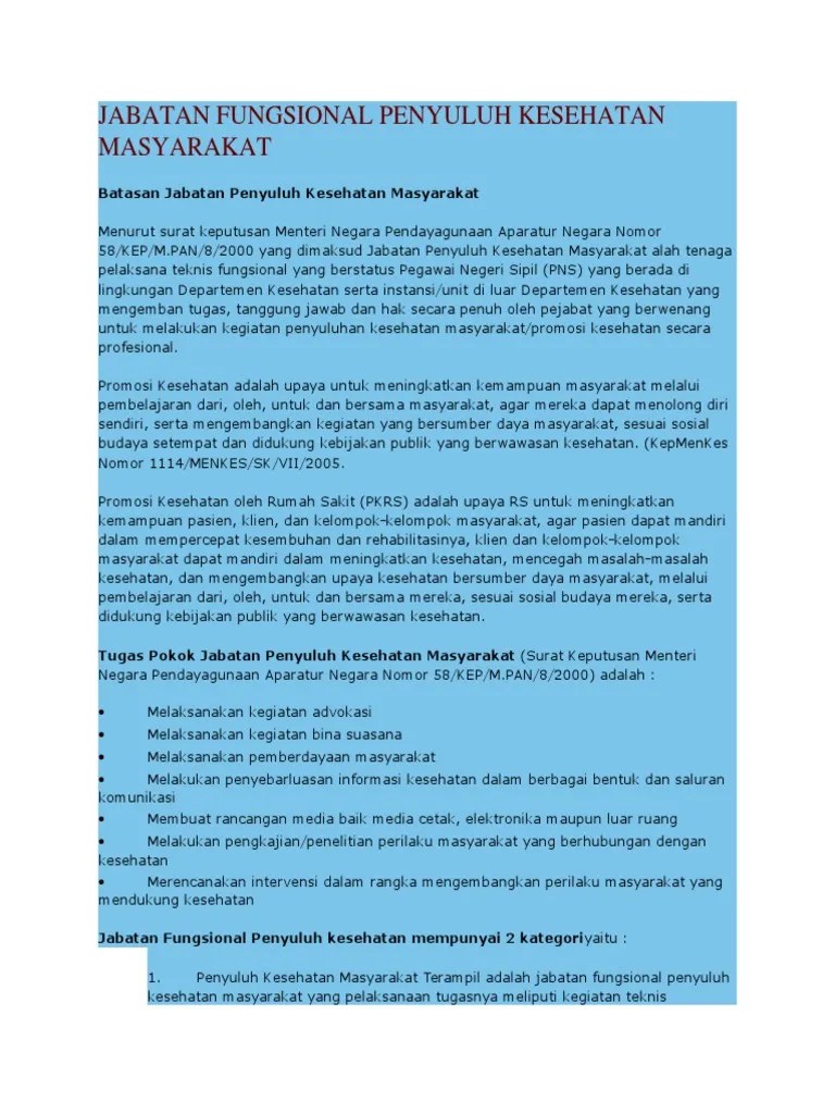 Jabatan Fungsional Penyuluh Kesehatan Masyarakat | PDF