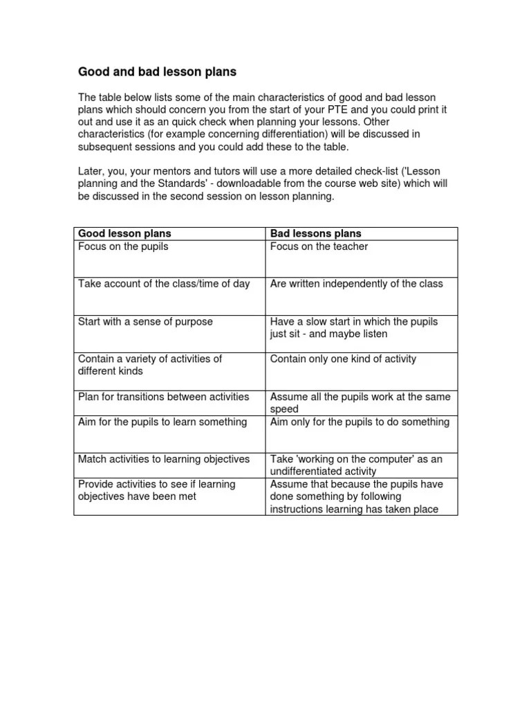 Comparing GD To Bad Lesson Plan PDF