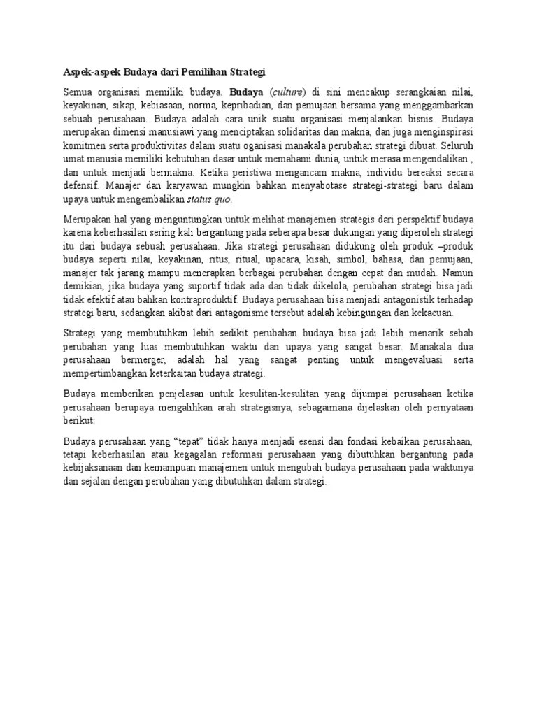 AspekAspek Budaya Dari Pemilihan Strategi