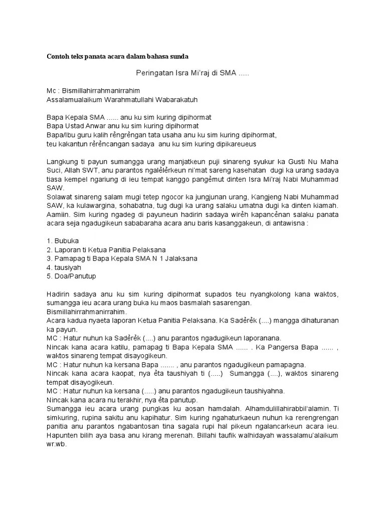 Teks Pembawa Acara Dalam Bahasa Sunda – Dengan