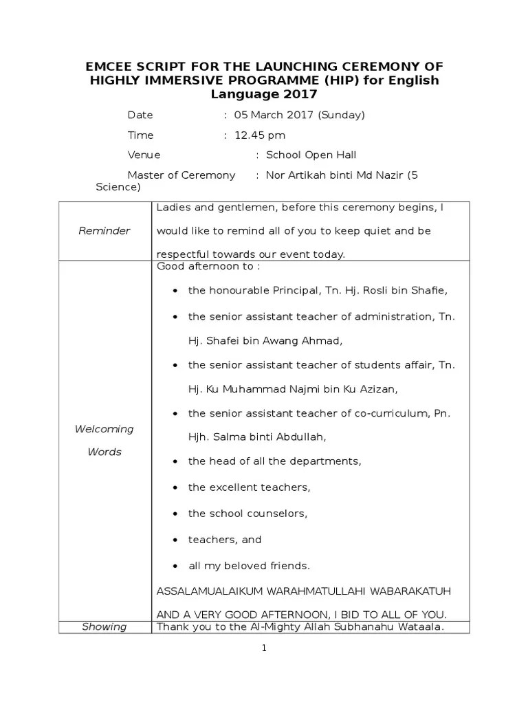 Emcee Script For Virtual Event Sample