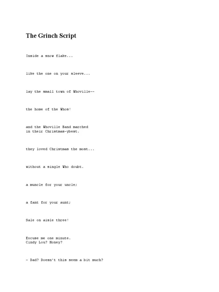 The Grinch Script Santa Claus Birthdays