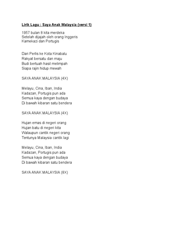 Documents.tips Lirik Lagu Saya Anak Malaysia