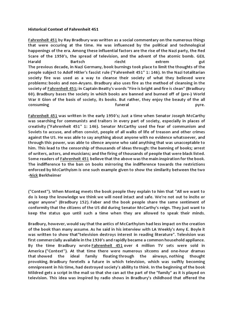 Historical Context of Fahrenheit 451 Unrest Politics