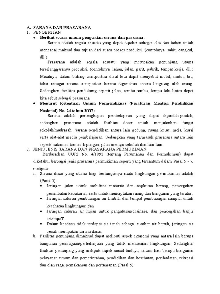 Sarana Dan Prasarana Fasilitas Umum Dan Fasilitas Sosial