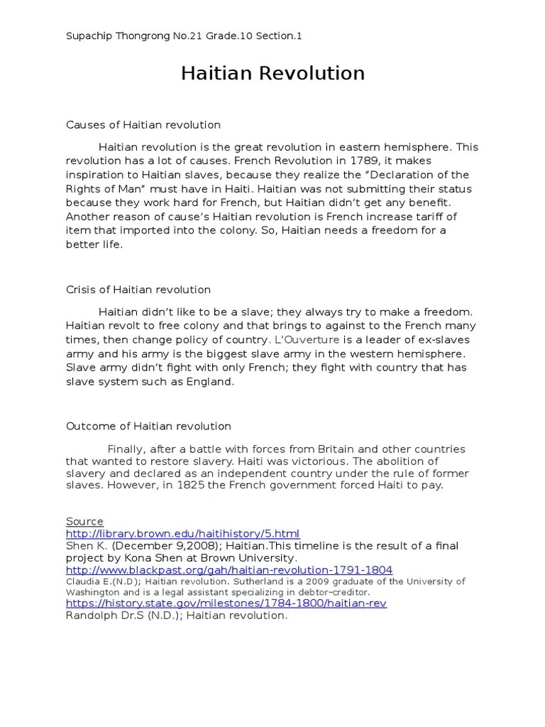 causes of haitian revolution