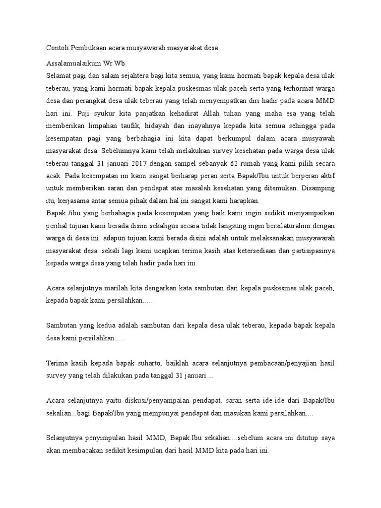 Contoh Pidato Sambutan Kepala Desa // Kumpulan Contoh Terbaru