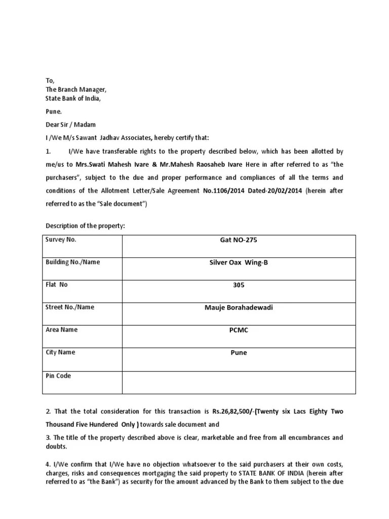 Sbi Home Loan Noc Format Home Sweet Home Insurance Accident