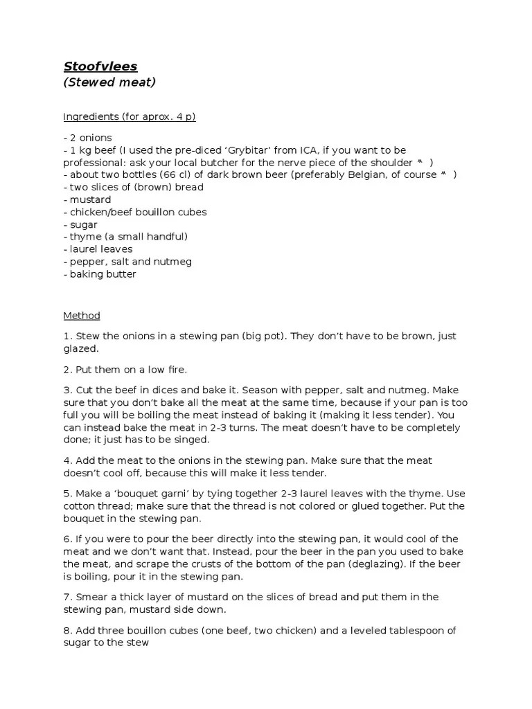 (Stewed Meat) Stoofvlees PDF