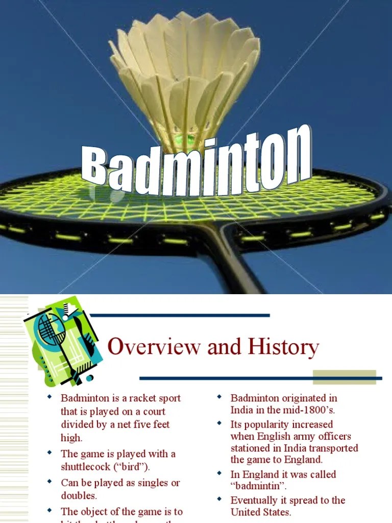BADMINTON Power Point Presentation Sports Athletic Sports