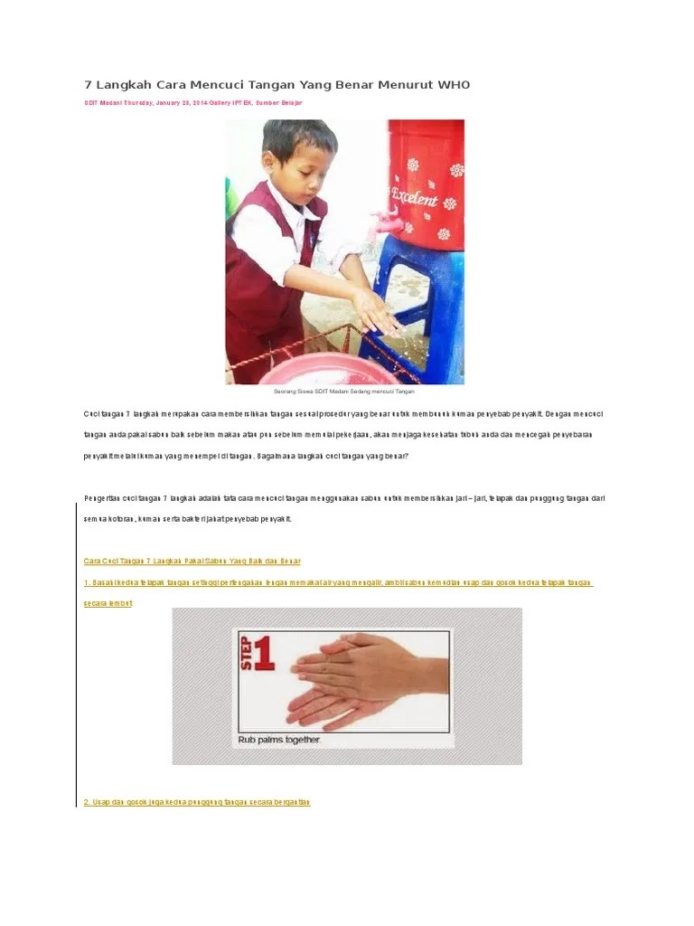 7 Langkah Cara Mencuci Tangan Yang Benar Menurut WHO