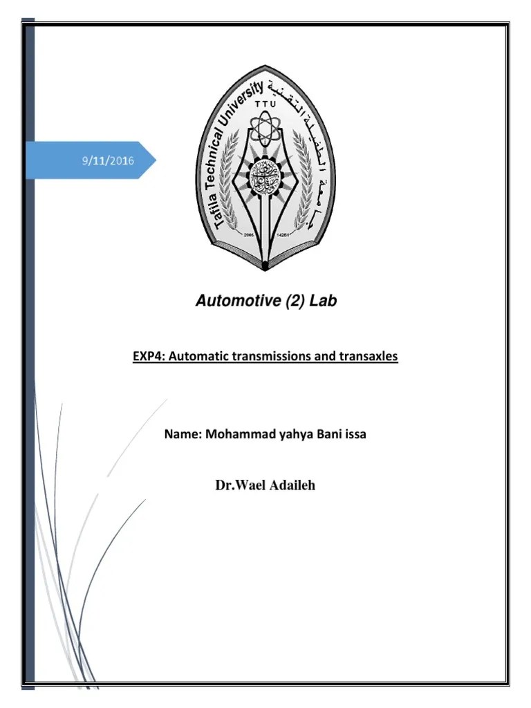 Automotive (2) Lab EXP4 Automatic Transmissions and Transaxles PDF