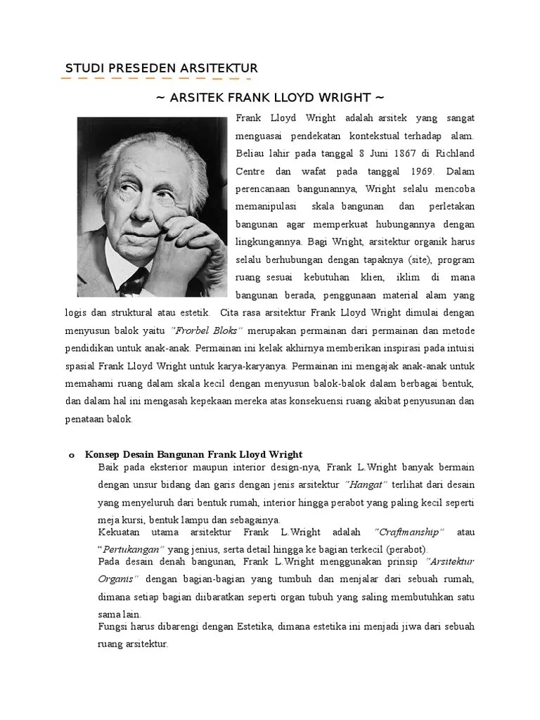 Analisa Bangunan ARSITEK FRANK LLOYD WRIGHT.docx
