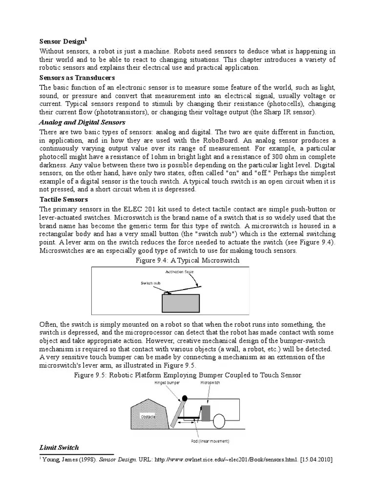 Sensor Design Analog and Digital Sensors PDF Switch Sensor