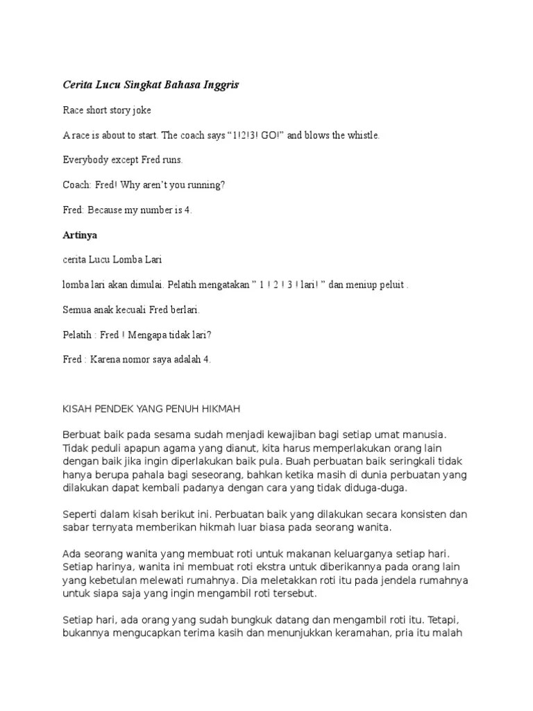 Cerita Fiksi Dalam Bahasa Inggris Dan Terjemahannya