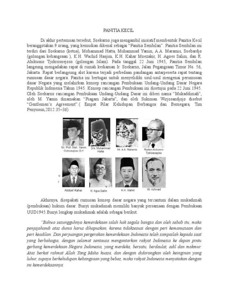 Pembetukan Panitia Kecil Dan Panitia Sembilan | PDF