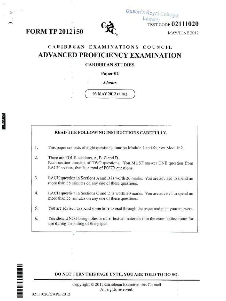 Caribbean Studies Paper #02 2012