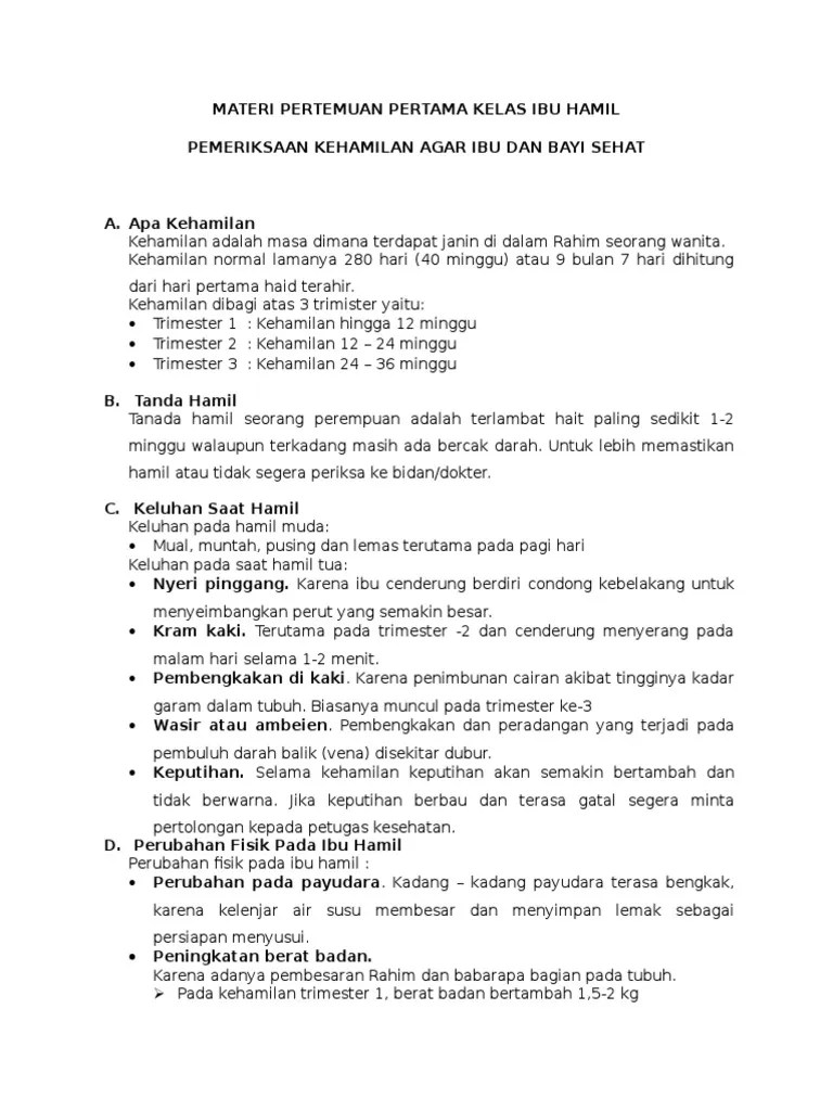 Materi Pertemuan Pertama Kelas Ibu Hamil | PDF