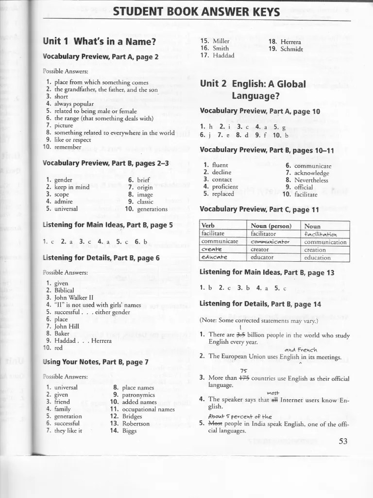 Student Book Answer Keys 2 PDF Nature