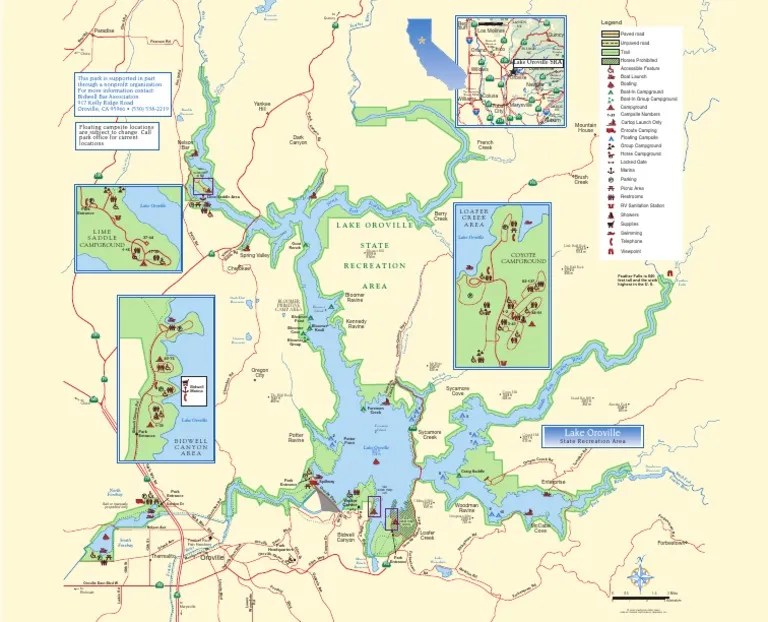 Lake Oroville State Recreaion Area Park Map Lake Oroville Campsite
