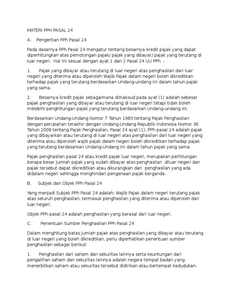 Tarif Pph Pasal 24 Ayat 2